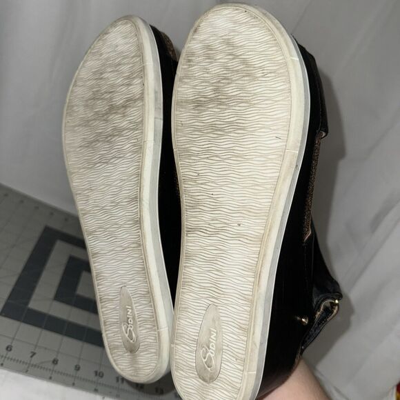 Sudini Black Pamela Leather Sandals Women's Size 10M Platform Criss Cross - Picture 6 of 7